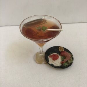 Woo & Locke Magnet Martini Glass Shrimp Appetizer Plate 3D Food Drink Fridge